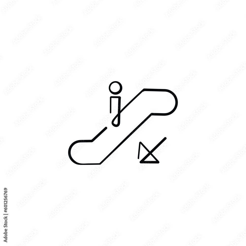 Escalator Down Line Style Icon Design
