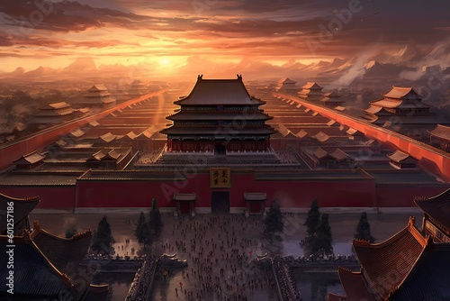 Historic Forbidden City, China, Stunning Scenic Landscape Wallpaper, Generative AI
