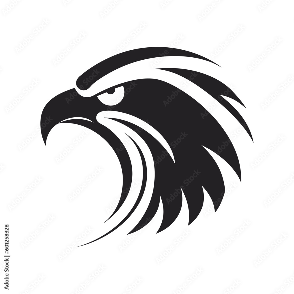 Fototapeta premium Eagle head in flat silhouette style icon design, vector illustration design
