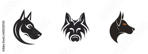 Dog head logo or icon in flat style. Vector illustration isolated on white background