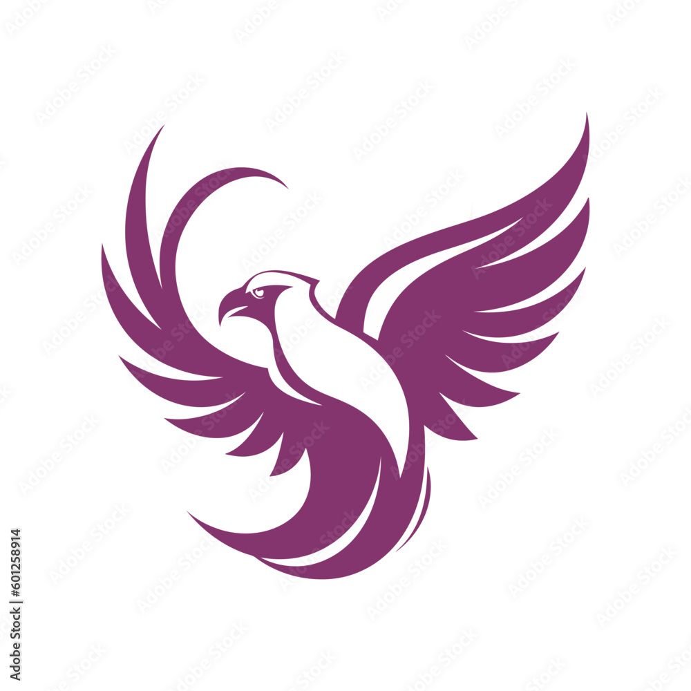 Fototapeta premium Eagle silhouette style logo or icon design, vector illustration design