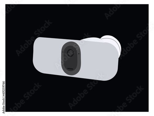 Security cam, cc tv video camera, street observe surveillance equipment front and side angle view. Secure guard eye and crime prevention isolated on white background.