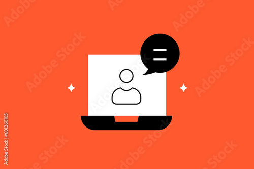 dekstop texting illustration in flat style design. Vector illustration