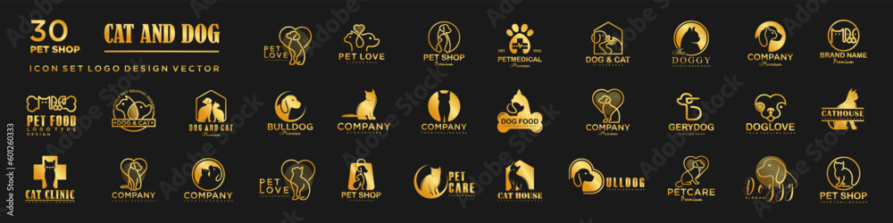 Dog Cat Pet Shop icon set Vector Logo design .This logo could be use as logo of pet shop, pet clinic