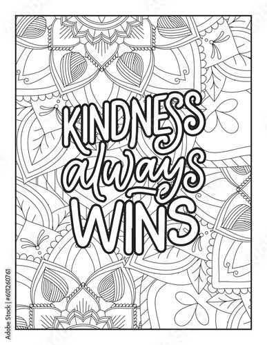 Affirmative quotes coloring page. Positive quotes. Good vibes. Coloring book for adults. Typography design. Hand drawn with inspiration word. Coloring for adult and kids. Quotes. Quotes Coloring.