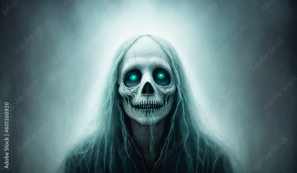 Poltergeist. Portrait of a ghost, paranormal spirit. Generative AI