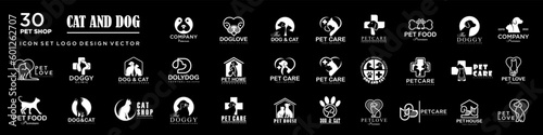 Dog Cat Pet Shop icon set Vector Logo design .This logo could be use as logo of pet shop, pet clinic