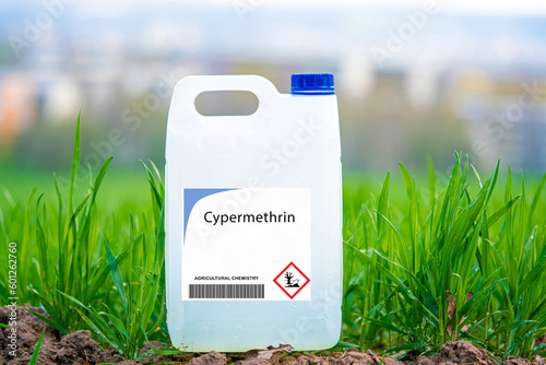 Cypermethrin  synthetic pyrethroid insecticide used on crops and livestock. photo