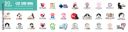 Dog Cat Pet Shop icon set Vector Logo design .This logo could be use as logo of pet shop, pet clinic