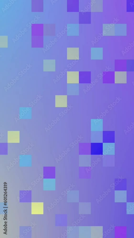 Abstract background purple gradient digital bits and bytes pixels blocks 8 bit animated backdrop motion graphic vertical tall format video