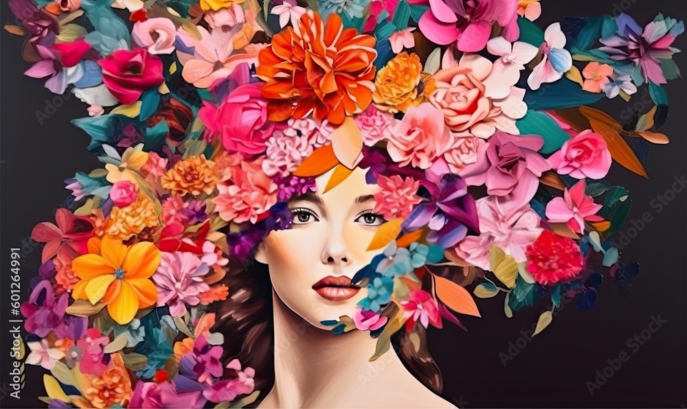 The portrait of the woman with flowers was a celebration of natural beauty and femininity. Creating using generative AI tools The portrait of the woman with flowers was a celebration of natural beauty and femininity. Creating using generative AI tools