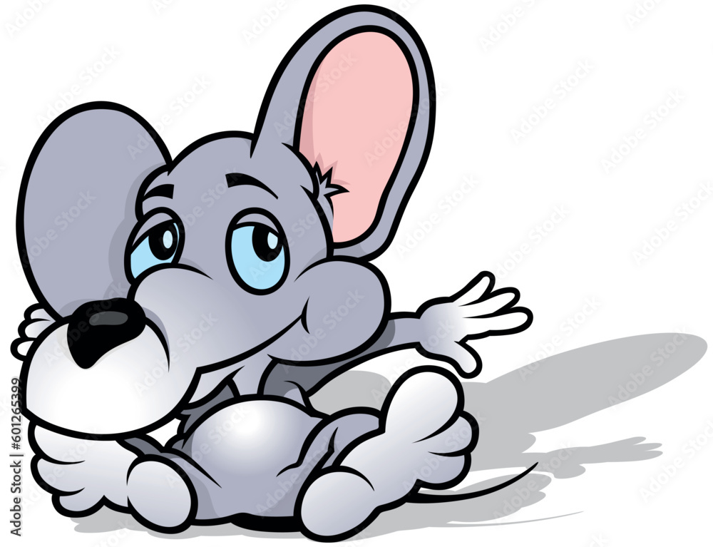 Cute Blue-eyed Gray Mouse Lying on the Ground Cute Blue-eyed Gray Mouse Lying on the Ground