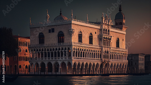 The Doges Palace in Venice Italy, Generative Ai Art Illustration © Darren Green