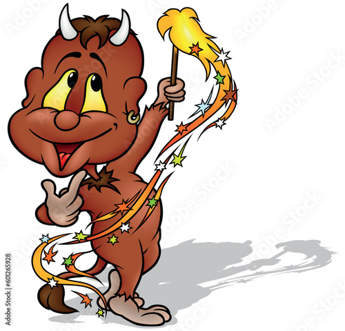 Brown Smiling Devil with Ye...