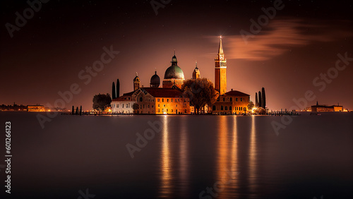 San Giorgio Maggiore Venice Italy. Generative Ai Art Illustration