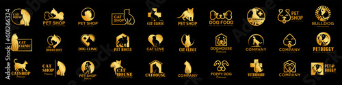 Dog Cat Pet Shop icon set Vector Logo design .This logo could be use as logo of pet shop, pet clinic