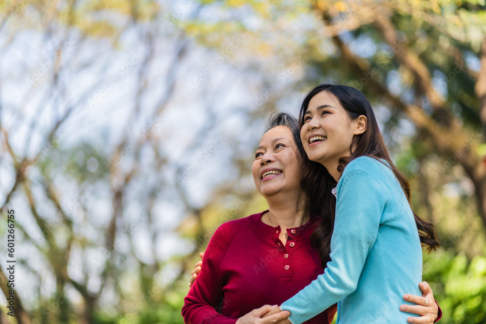 Family relationship Asian senior woman with happy daughter mother day concept Family relationship Asian senior woman with happy daughter mother day concept
