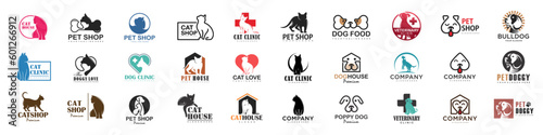 Dog Cat Pet Shop icon set Vector Logo design .This logo could be use as logo of pet shop, pet clinic