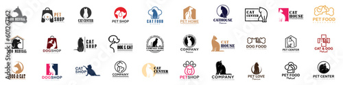 Dog Cat Pet Shop icon set Vector Logo design .This logo could be use as logo of pet shop, pet clinic