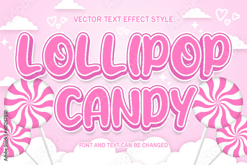 lollipop candy sweet sugar food logo typography editable text effect style template design background