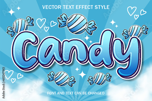 candy blue vanilla sweet typography editable text effect cute cartoon style template background design