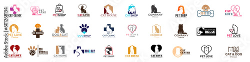 Dog Cat Pet Shop icon set Vector Logo design .This logo could be use as logo of pet shop, pet clinic