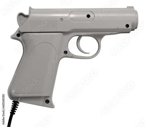 Cut out Retro TV Game toy gun. Old school gaming. Isolated.