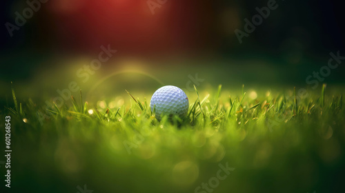 Golf ball on green course. Generative AI