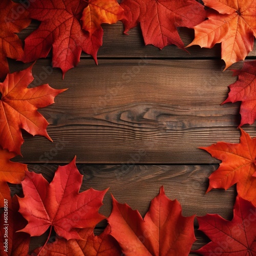 Canada Day maple leaves against wooded background. red leaves for Canada Day 1st July with copy space.
