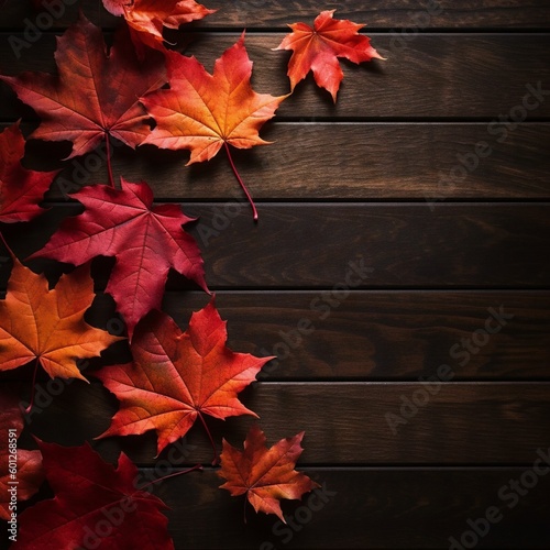 Canada Day maple leaves against wooded background. red leaves for Canada Day 1st July with copy space.