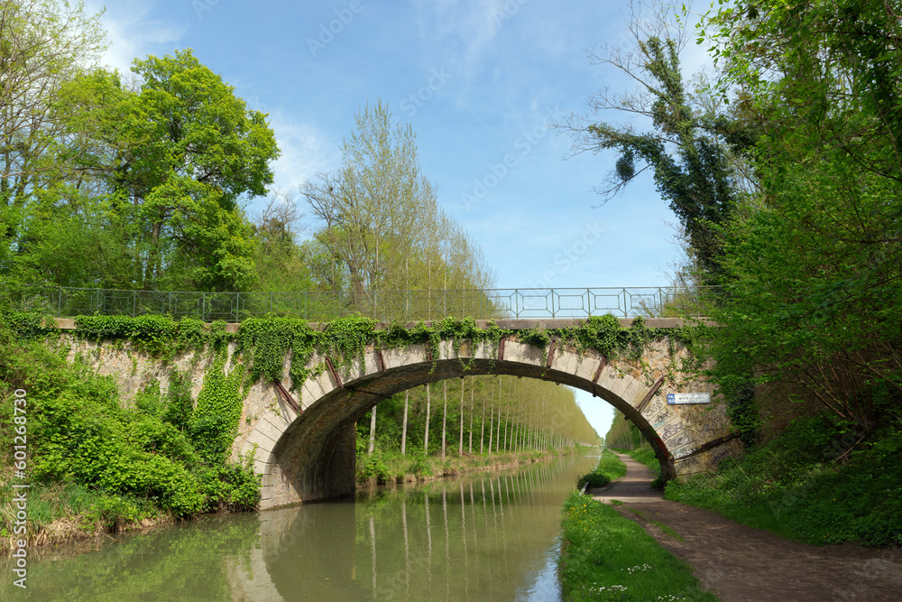 The Ourcq canal in Sevran city. Ile-de-France region