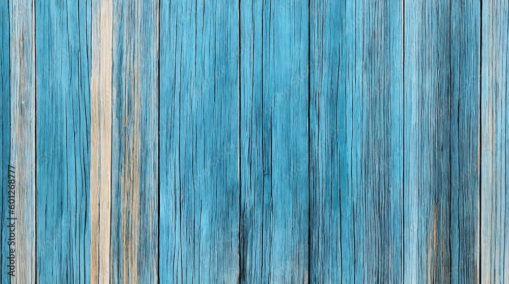 Naklejka premium cyan wooden plank texture background with generative AI technology