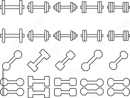 Dumbbell line set icon, logo vector