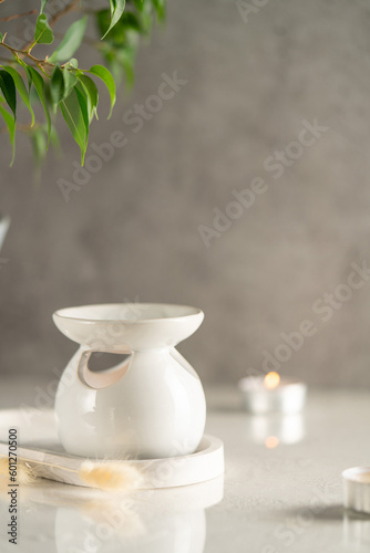 Ceramic Candle Aroma oil lamp with essential oil bottle. Scented lamps.Atmosphere of meditation