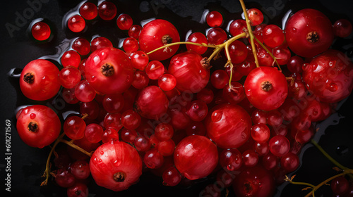 Canvas Print Fresh ripe redcurrant with water drops background