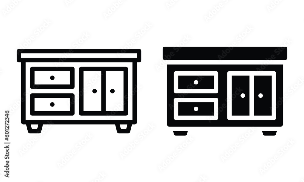 Cabinet icon with outline and glyph style. Cabinet icon with outline and glyph style.