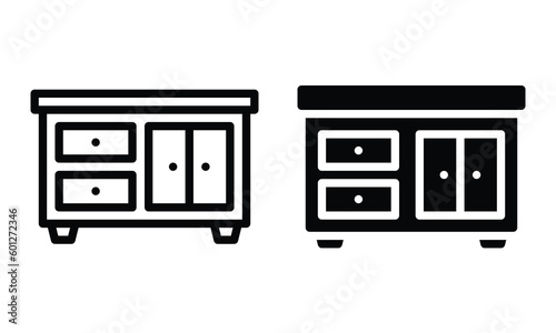 Cabinet icon with outline and glyph style.