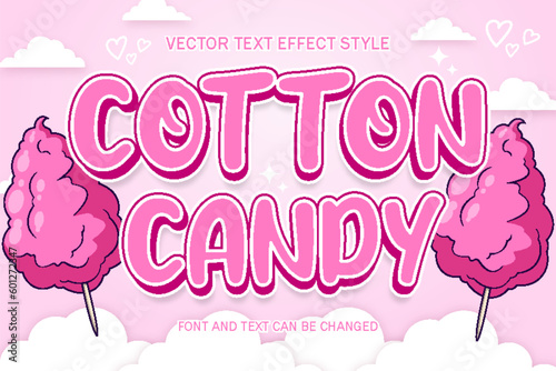 cotton candy sweet sugar food logo typography editable text effect style template design background