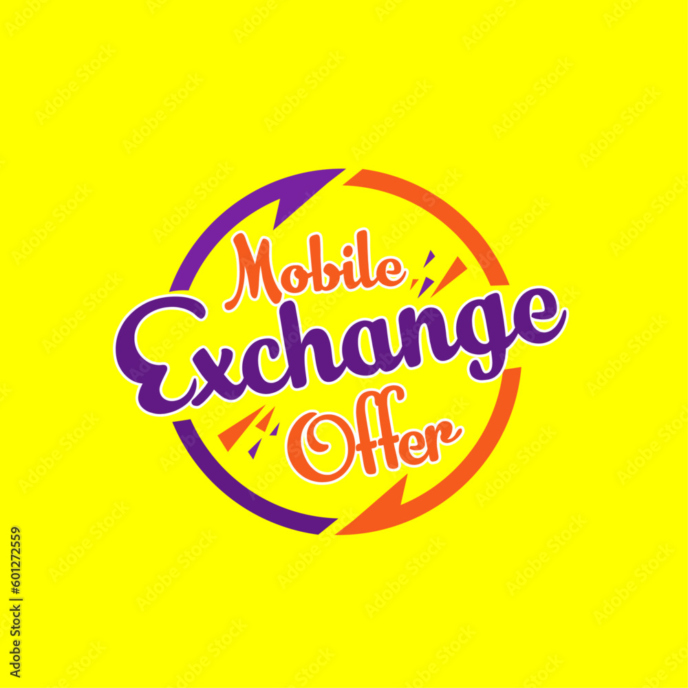 Mobile Exchange Offer Logo Label Unit Vector Design Template. Electronics, Ecommerce, Mobile, Smart Phone
