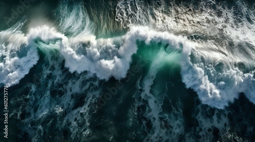 Sea waves, Aerial view, Generative AI