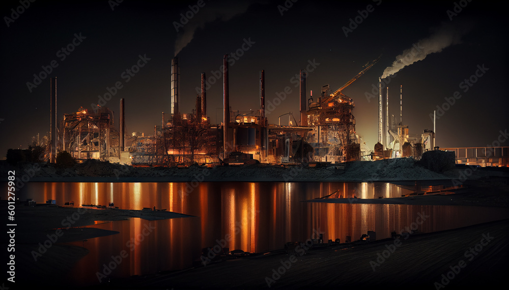 Oil refinery and plant and tower column of Petrochemistry industry in oil and gas industrial