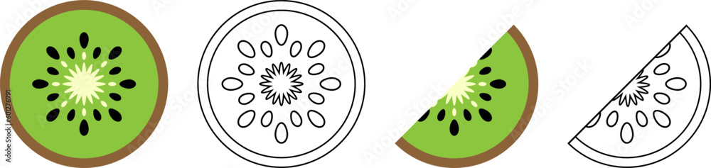 Kiwi fruit flat icon. Kiwi illustration for design isolated on white background. Vector EPS 10 Kiwi fruit flat icon. Kiwi illustration for design isolated on white background. Vector EPS 10