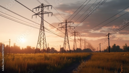 High-voltage power lines at electricity