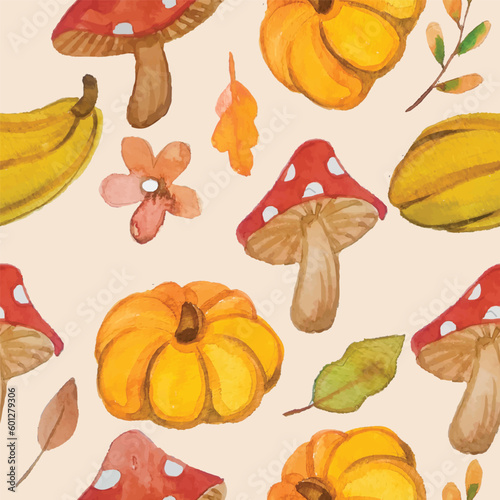 autumn pattern watercolor background fabric