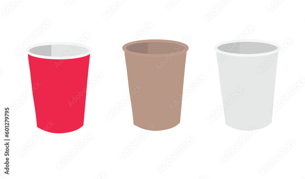 Paper cup vector set in different colors. Paper cup cartoon vector ...