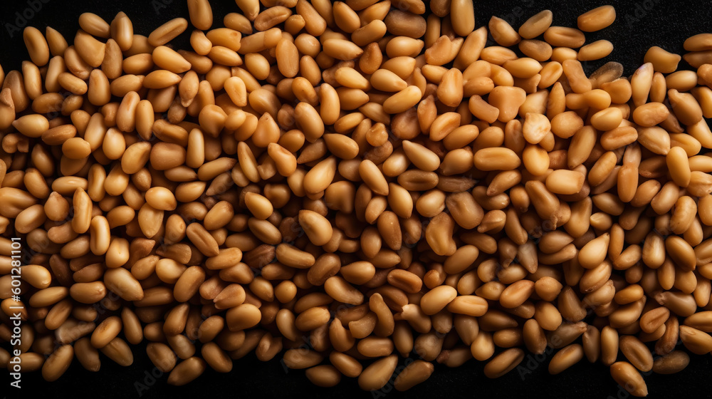 Pile of pine nuts background. Food backdrop. Generative AI Pile of pine nuts background. Food backdrop. Generative AI