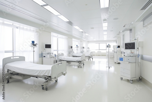 A bright and clean hospital ward