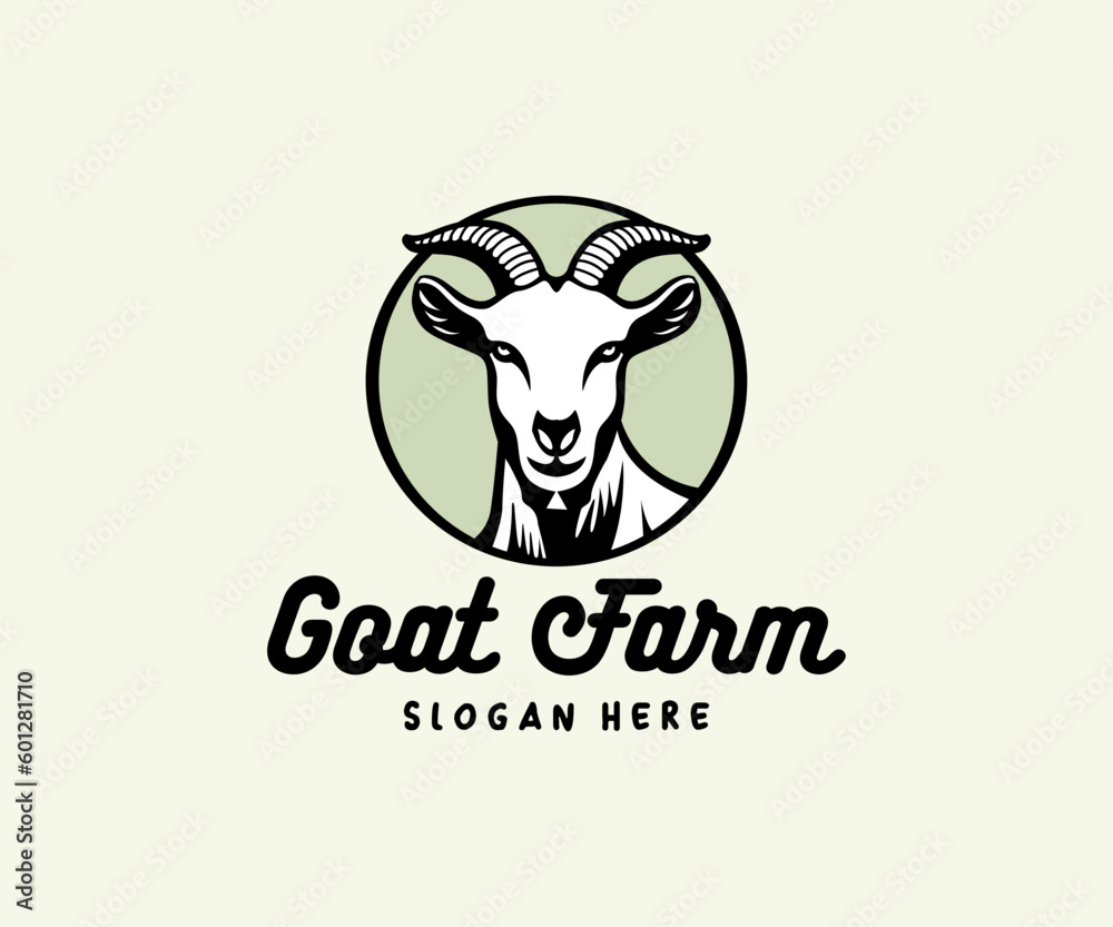 Goat farm logo design vector 