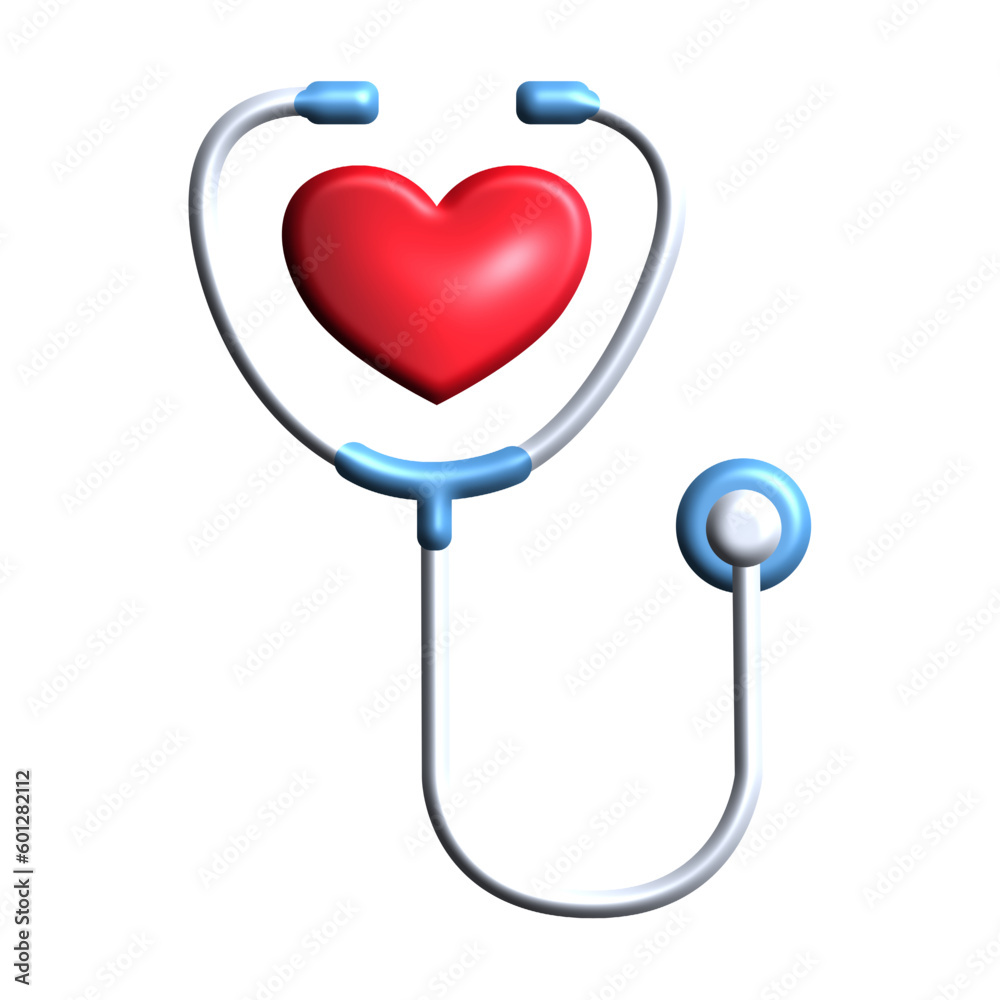 Stethoscope 3d, great design for any purposes. Healthcare, emergency concept. Vector graphic. Medical icon. Red heart. Vector illustration 3d. Stethoscope 3d, great design for any purposes. Healthcare, emergency concept. Vector graphic. Medical icon. Red heart. Vector illustration 3d.