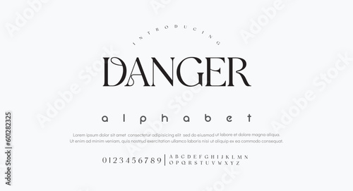 Lettering Minimalist Fashion. Elegant alphabet letters serif font and number. Typography fonts regular uppercase, lowercase.